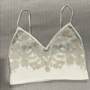 Free People Cream Floral Lace Bralette